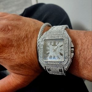 Cartier mens watch with diamonds